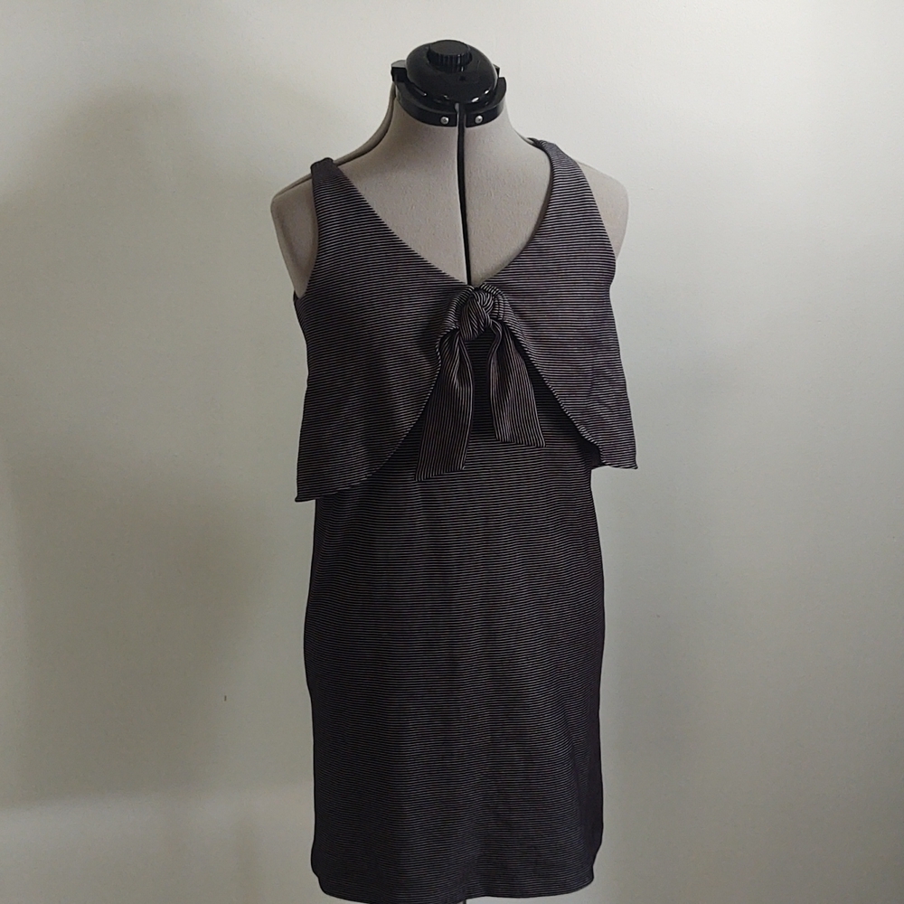 Cremieux Striped Black and White Cotton Blend Babydoll Dress Sz XS